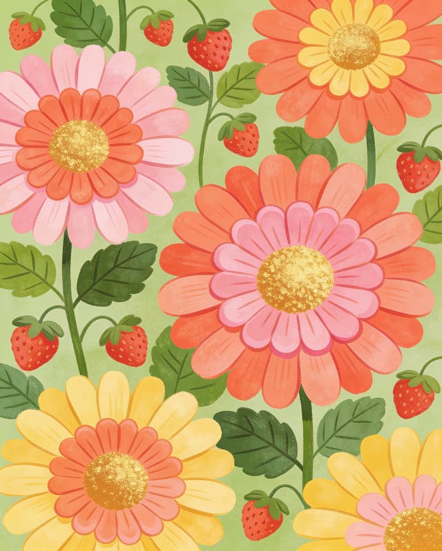 Colorful floral pattern study
